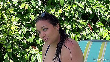 Pd Natacha - Chubby brunette French newbie gets drilled and cummed on by the pool