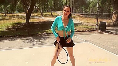 Nancy Vee masturbates after some tennis.