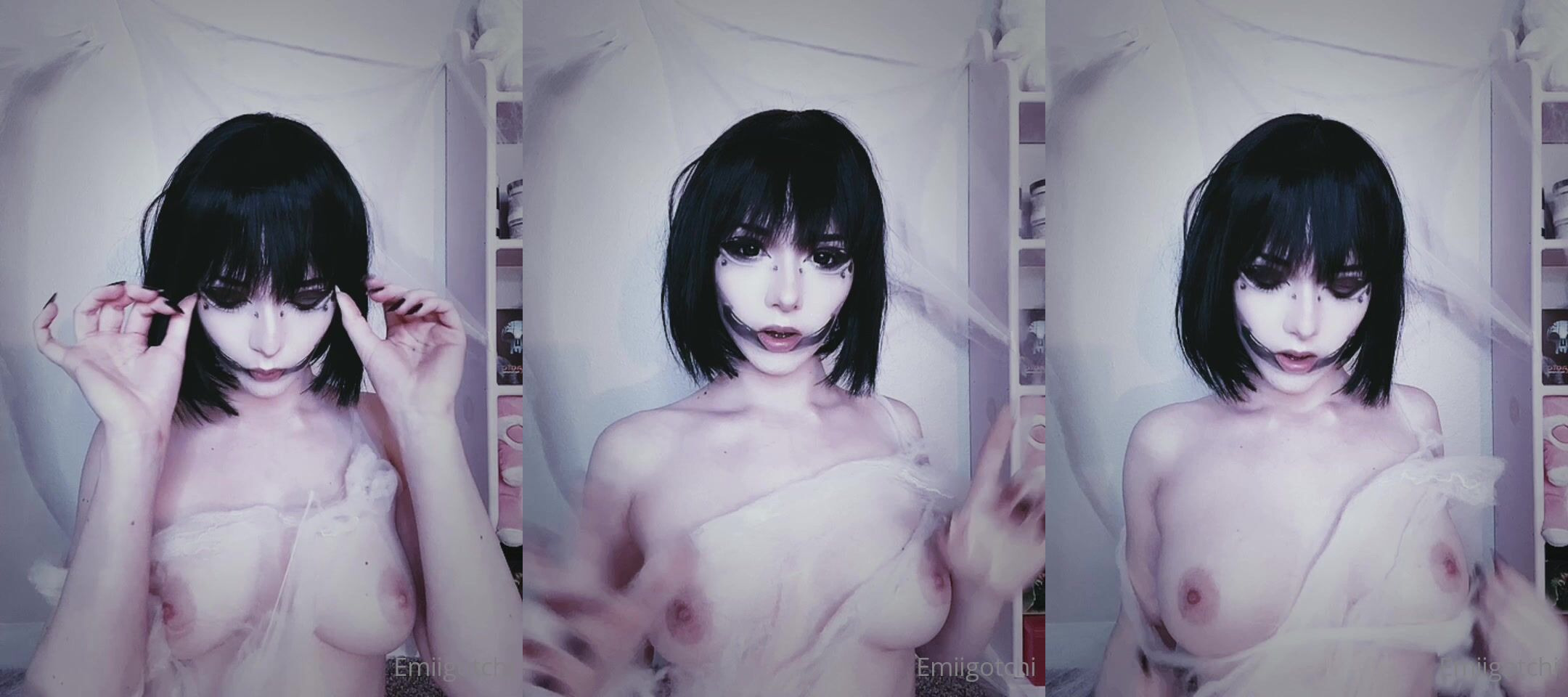 Goth Emiigotchi Touches Her Body