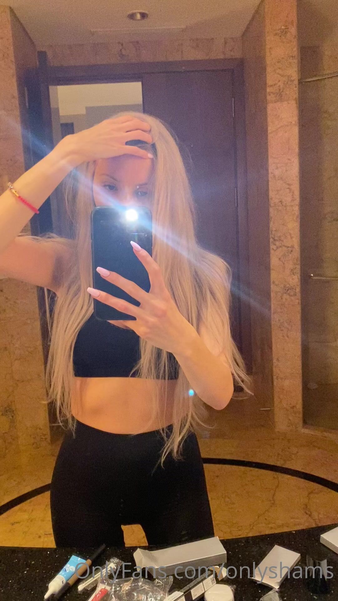 Lily Shams Shows Off Her Breasts In The Bathroom