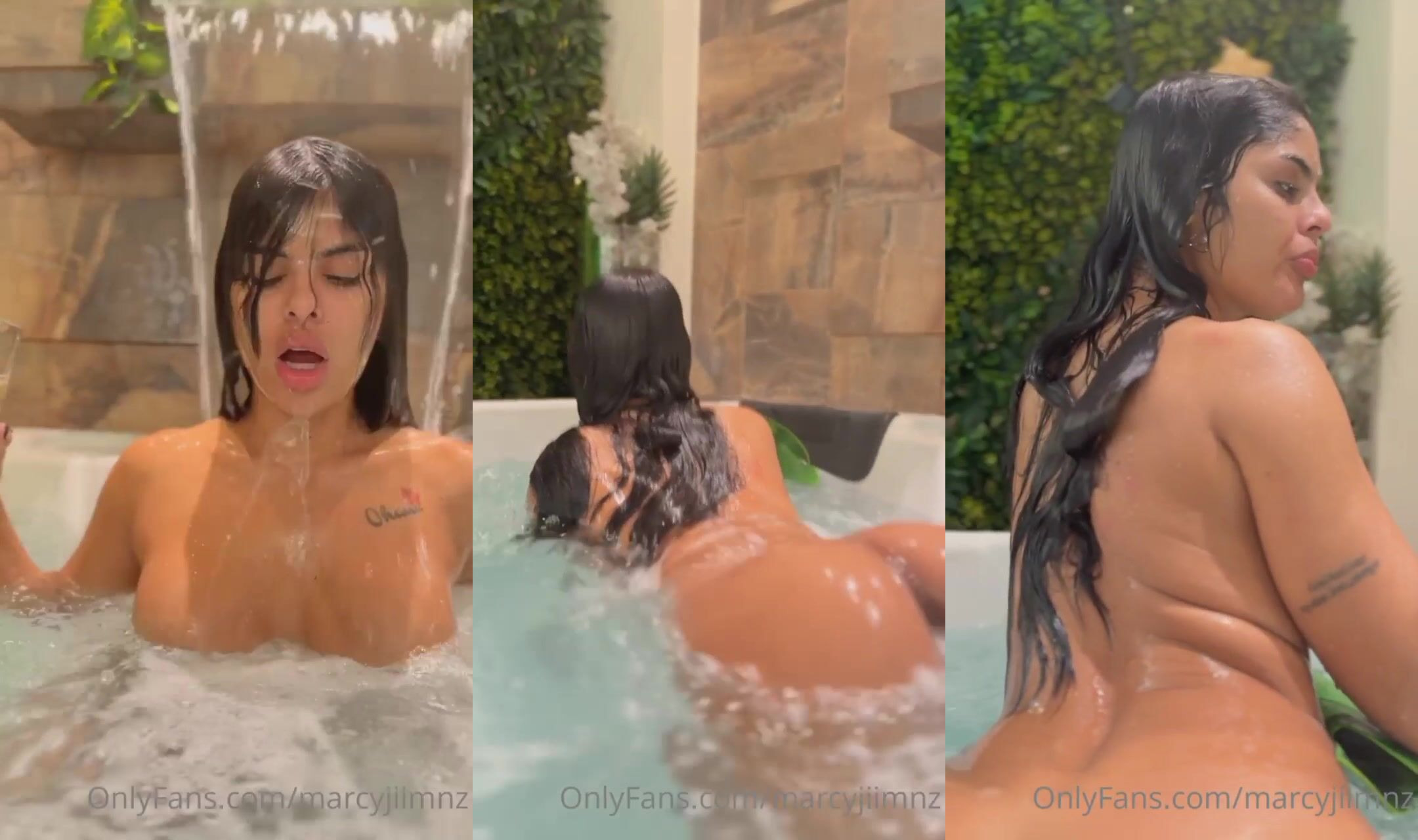 Marcy Jimnz Drinks Champagne In The Tub