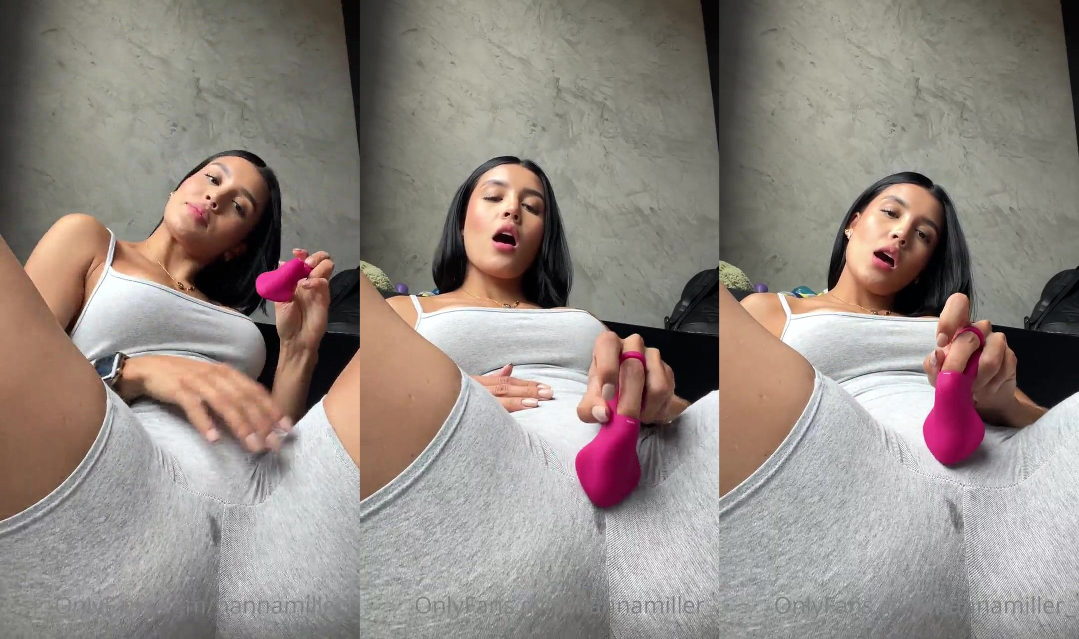 Hanna Miller Masturbates on Top of Her Yoga Shorts and Ends Up Squirting