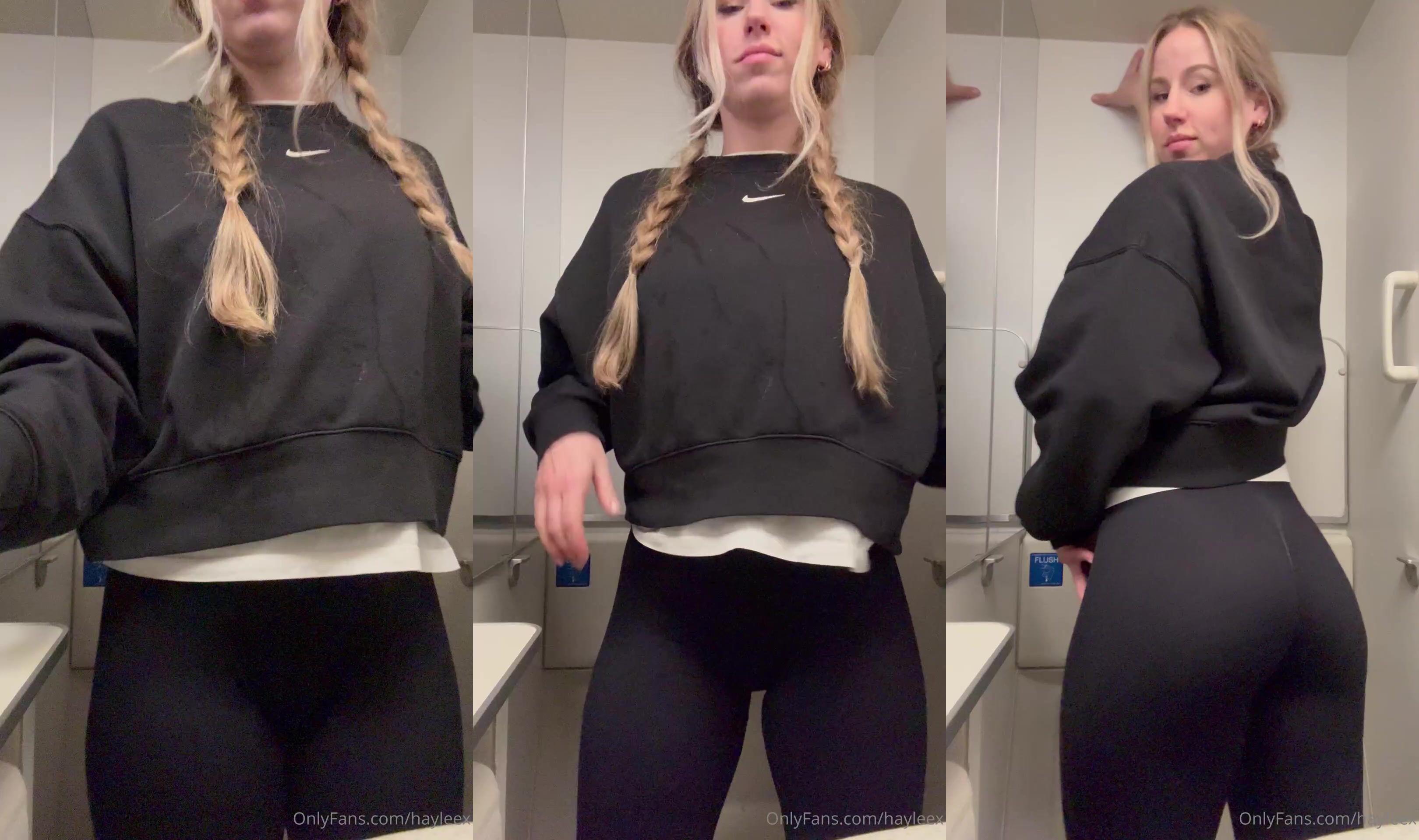 Hayleex Masturbates With A Vibrator In A Public Restroom