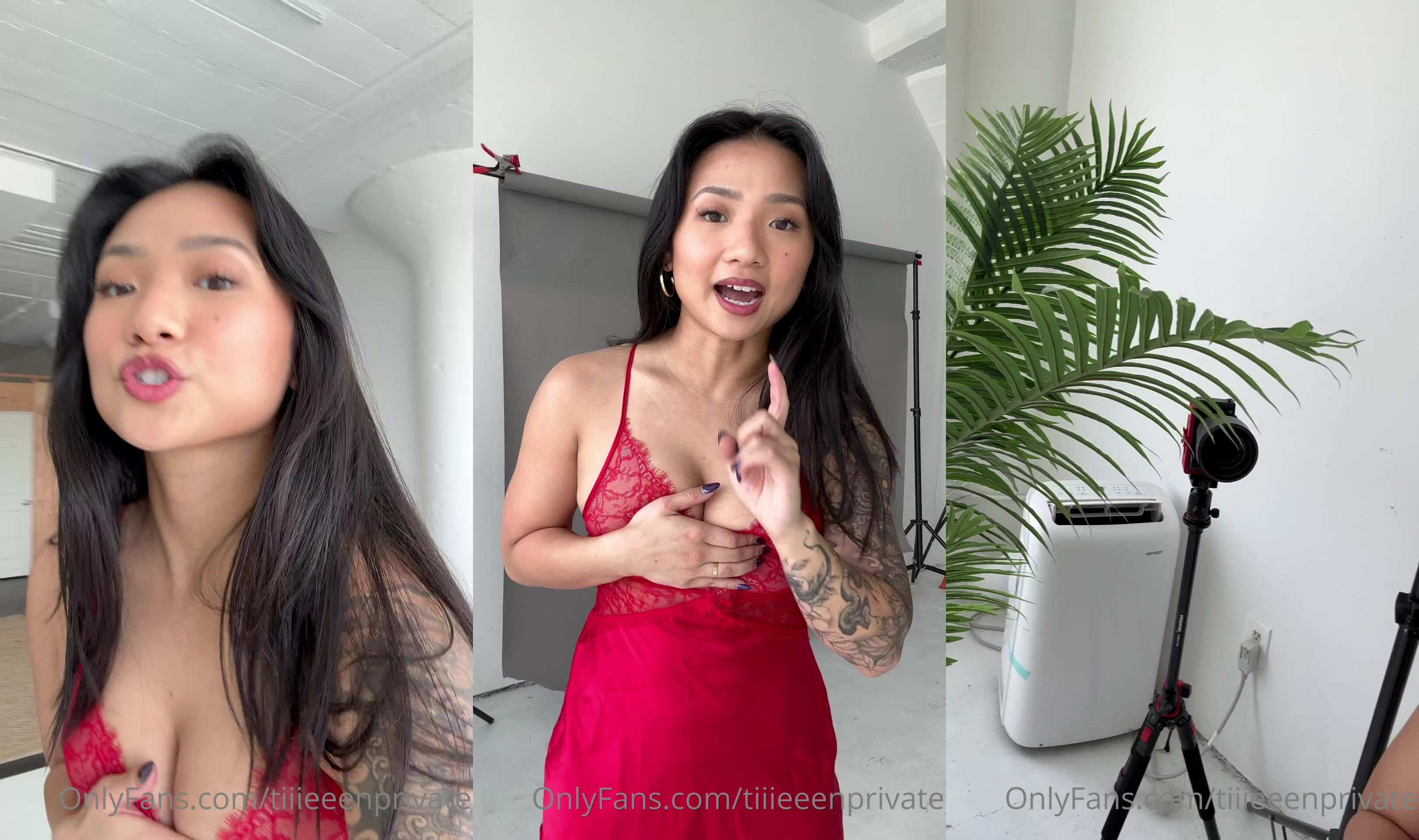 Cattiiieeen Tours Set In Red Lingerie