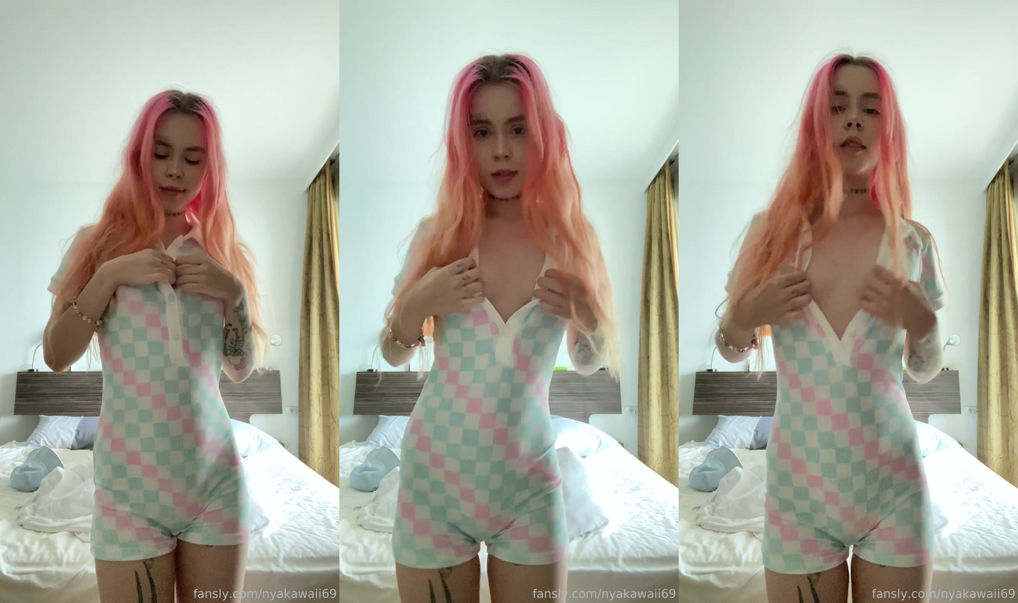 Naughty Nyakawaii69 Strips And Shows Her Tits