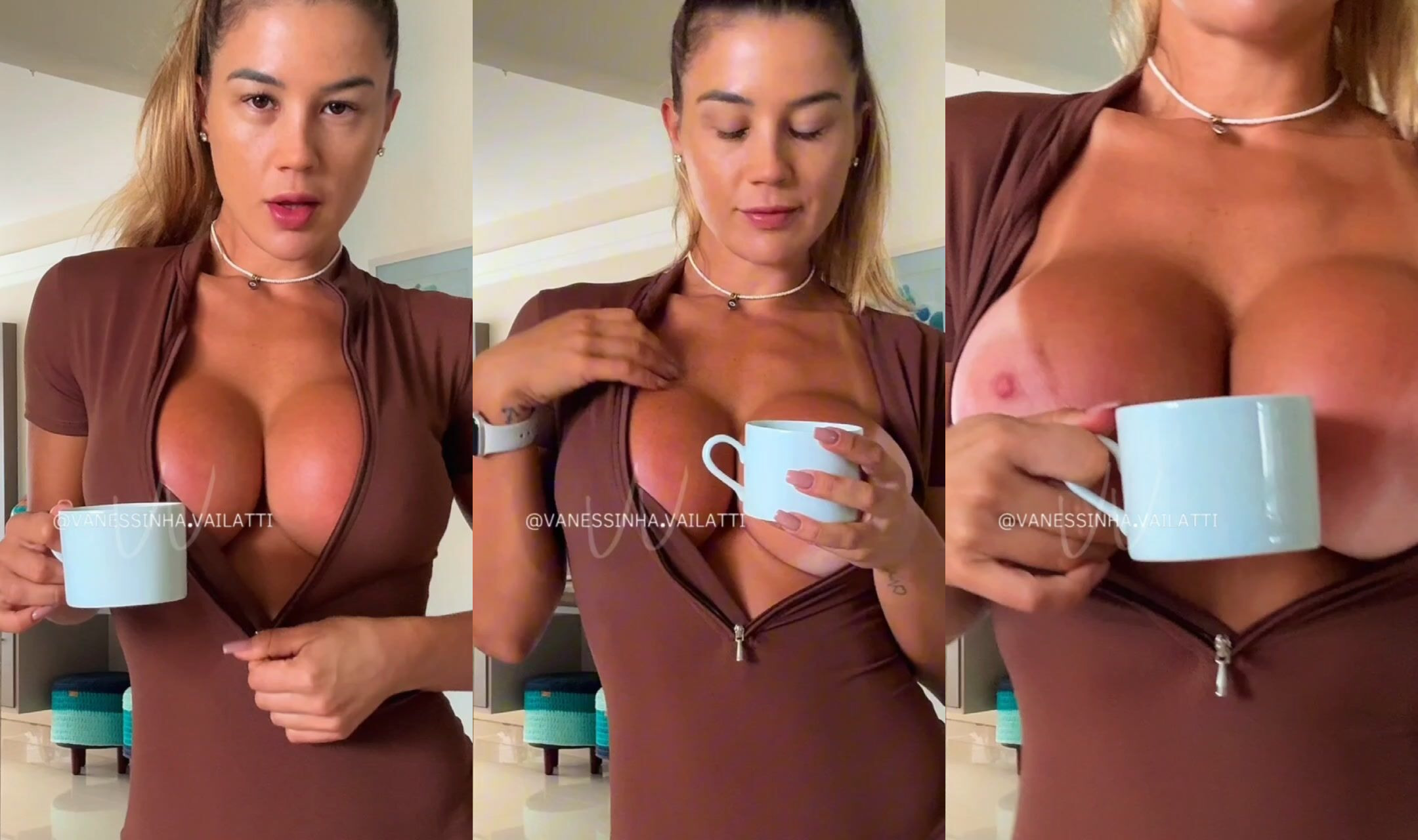 Vanessinha Vailatti Strips In The Kitchen