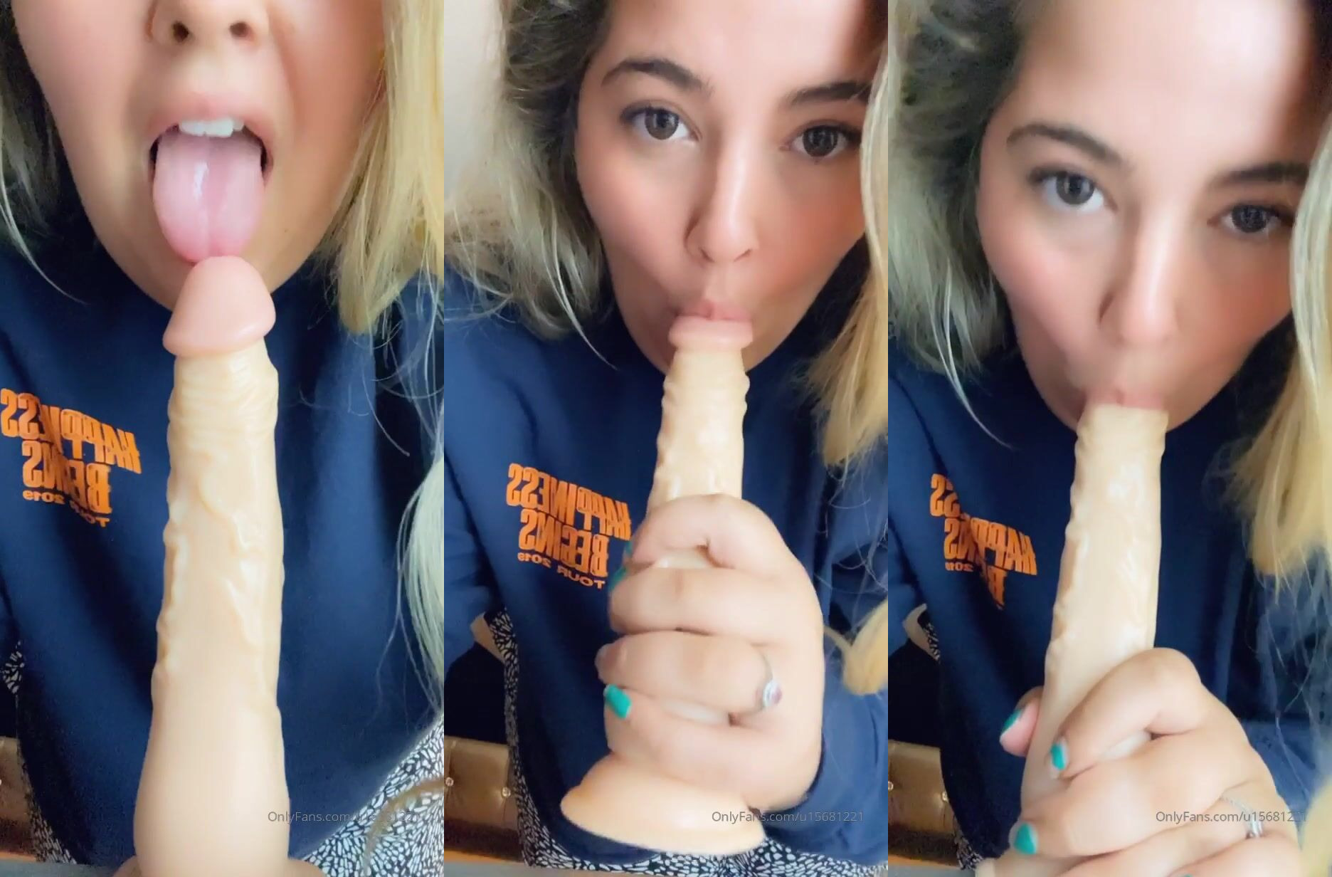 Showing Off Her Blowjob Skills On A Dildo