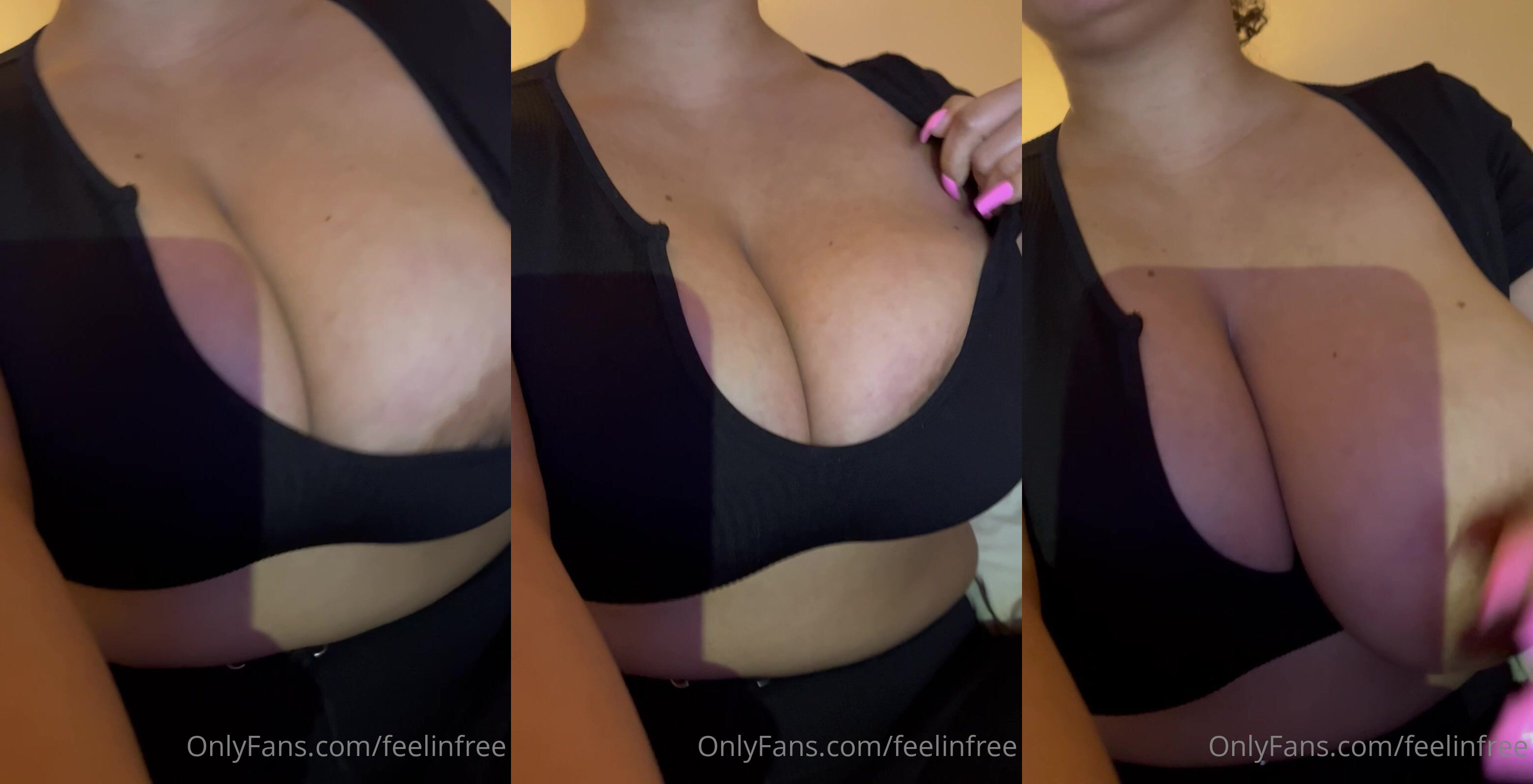 Feelinfree Squeezing Her Breasts
