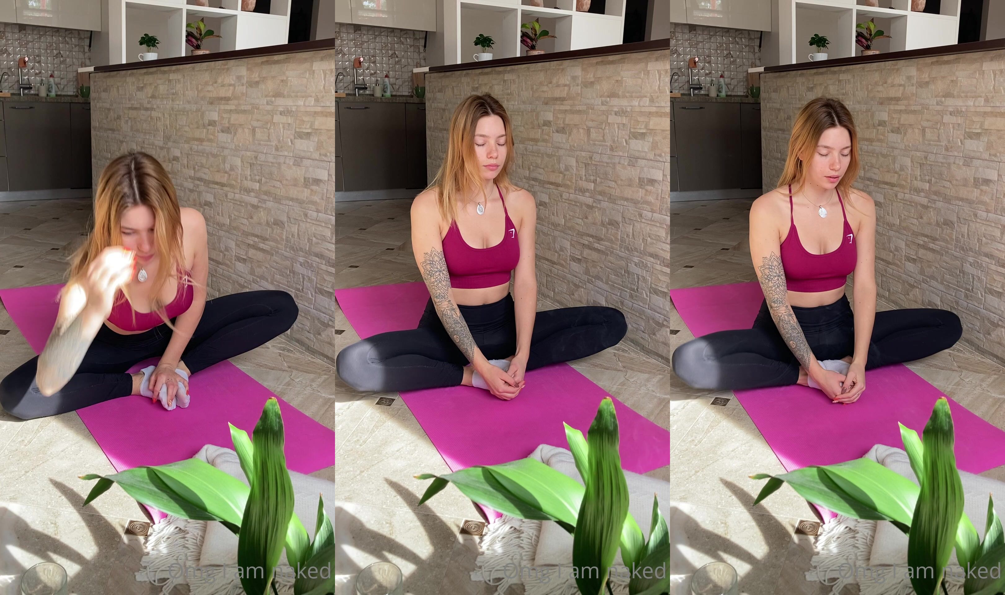 Aven Turinex Doing Yoga Barefoot