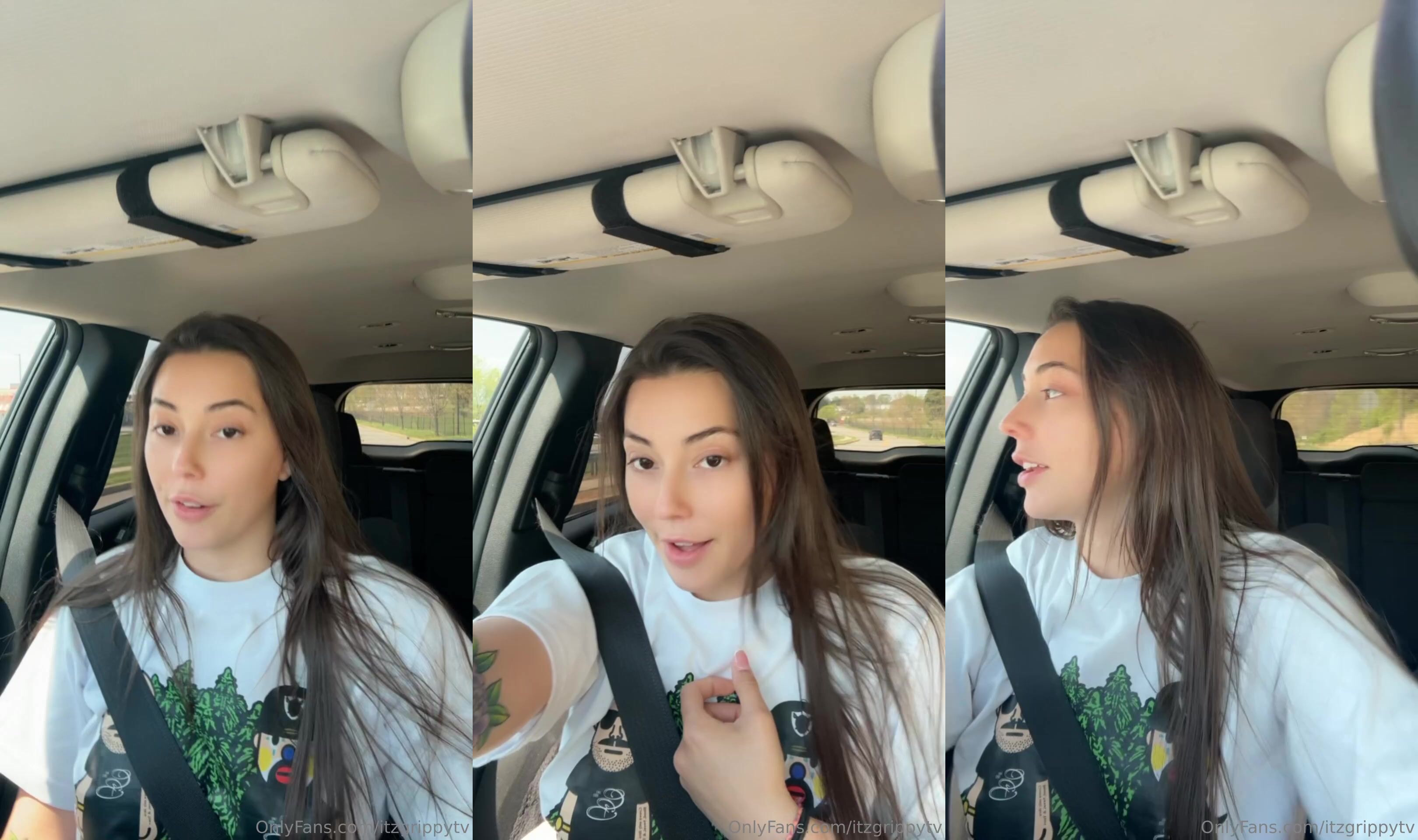 Itzgrippytv Touches Her Pussy During Car Wash