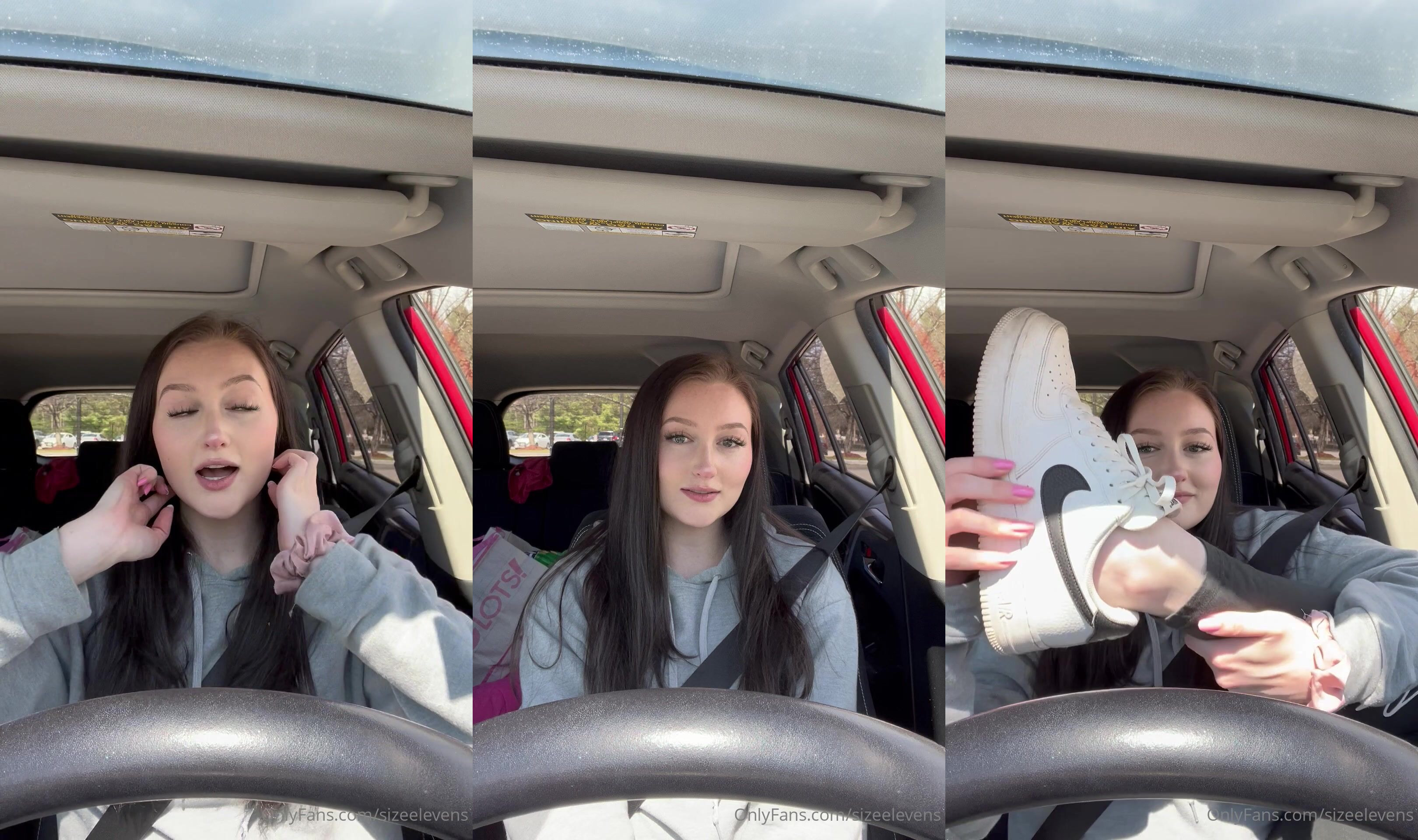 Sizeelevens Licks Her Soles In The Car