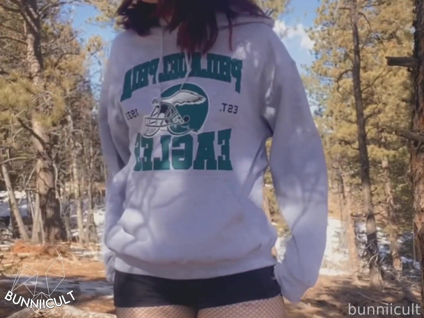 Naughty Bunniicult Rides A Cock Outdoors