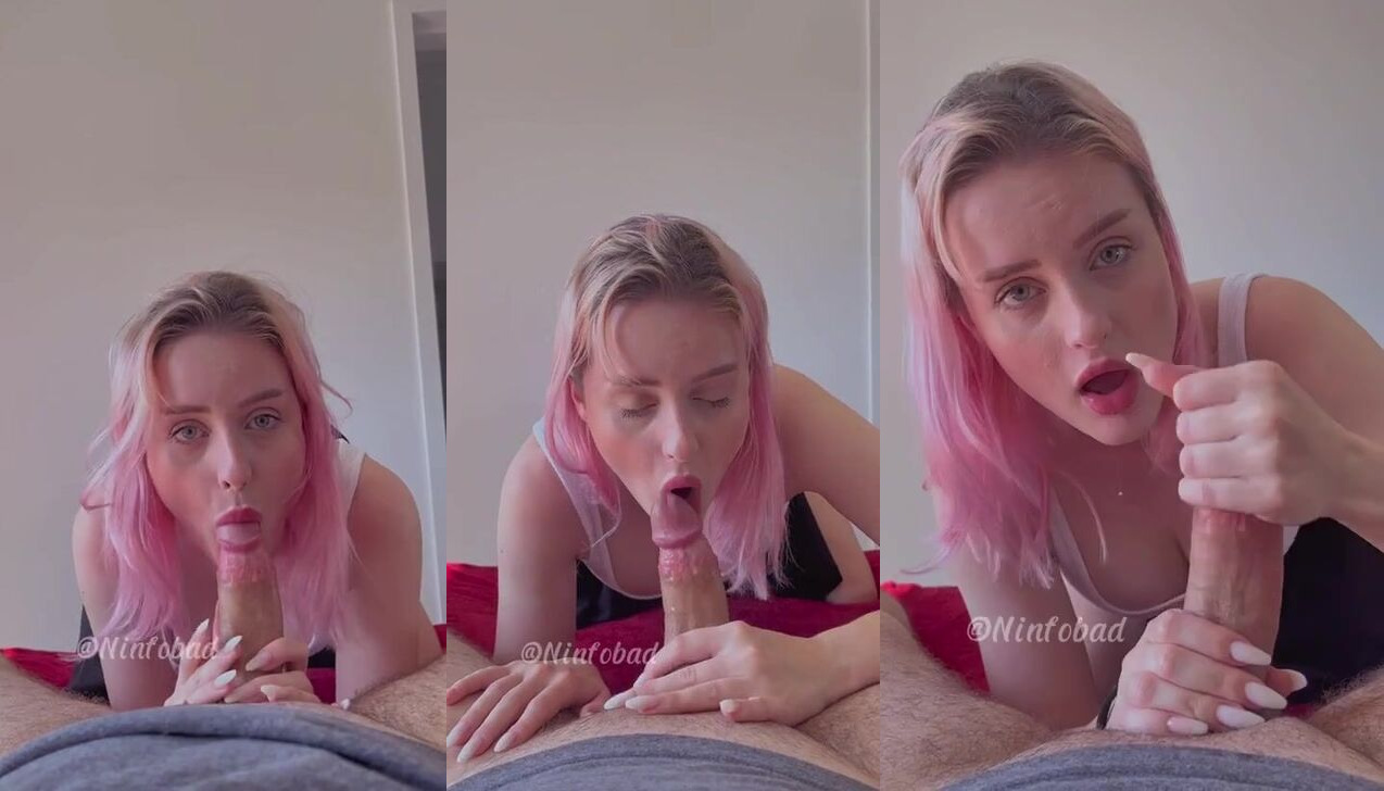 Pink-Haired NinfoBad Blows A Thick Cock