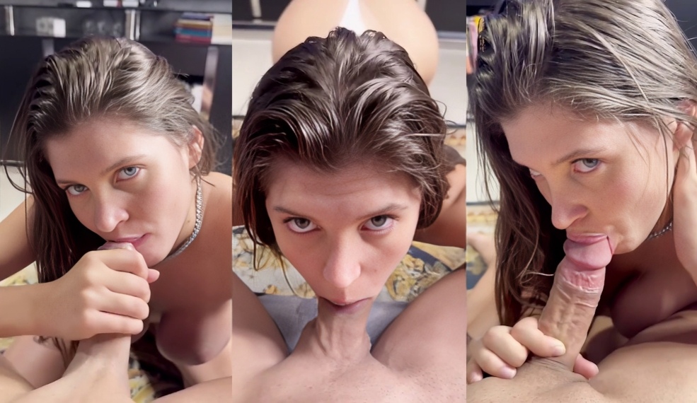 Louisa Rain Sucks A Cock Until He Cums