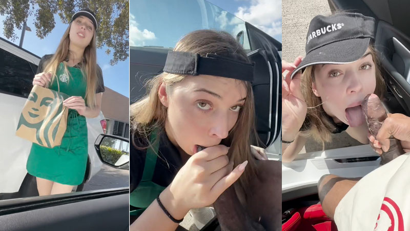 Starbucks Girl Izzy Swallows Blows A BBC