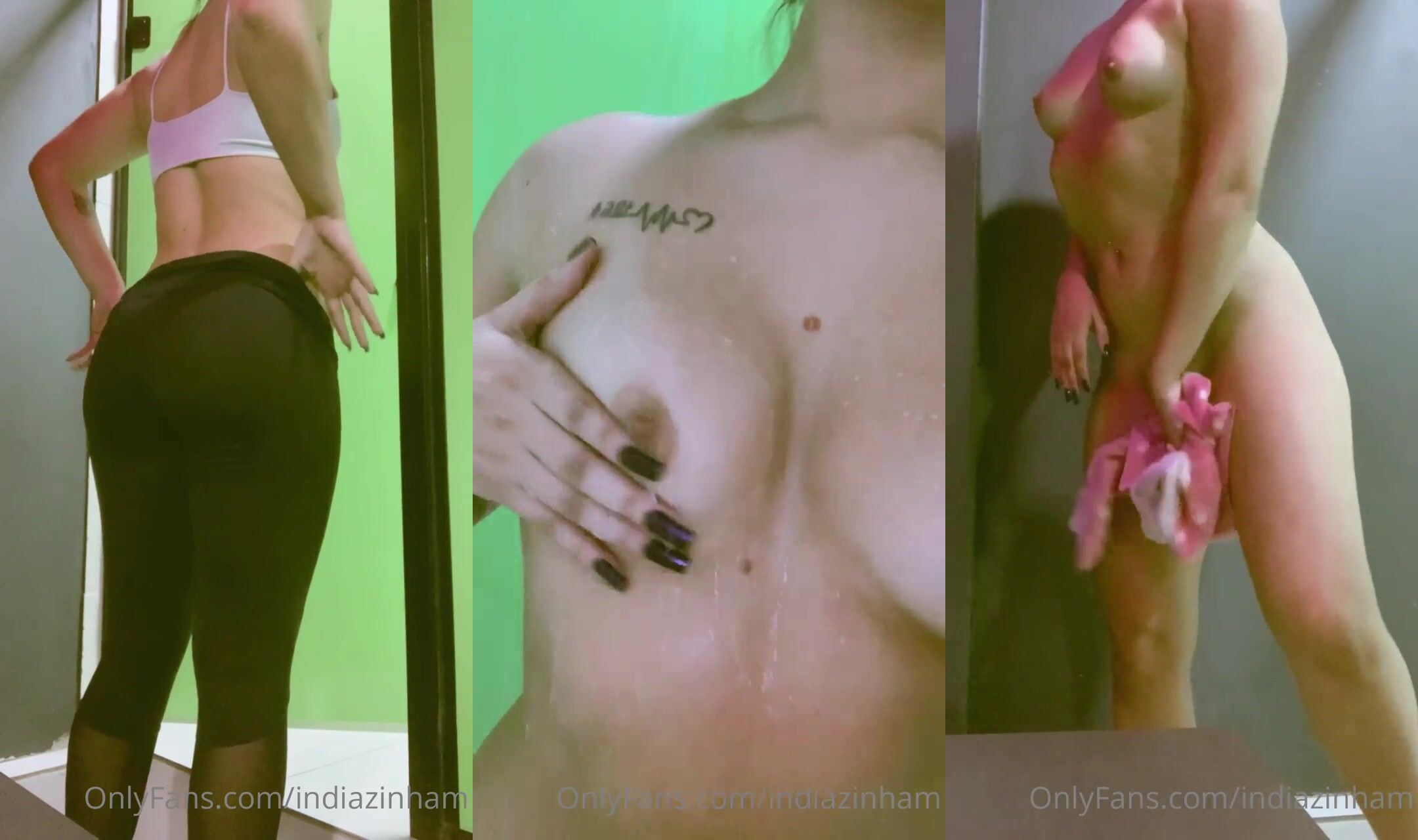 Indiazinham Strips And Washes Her Body