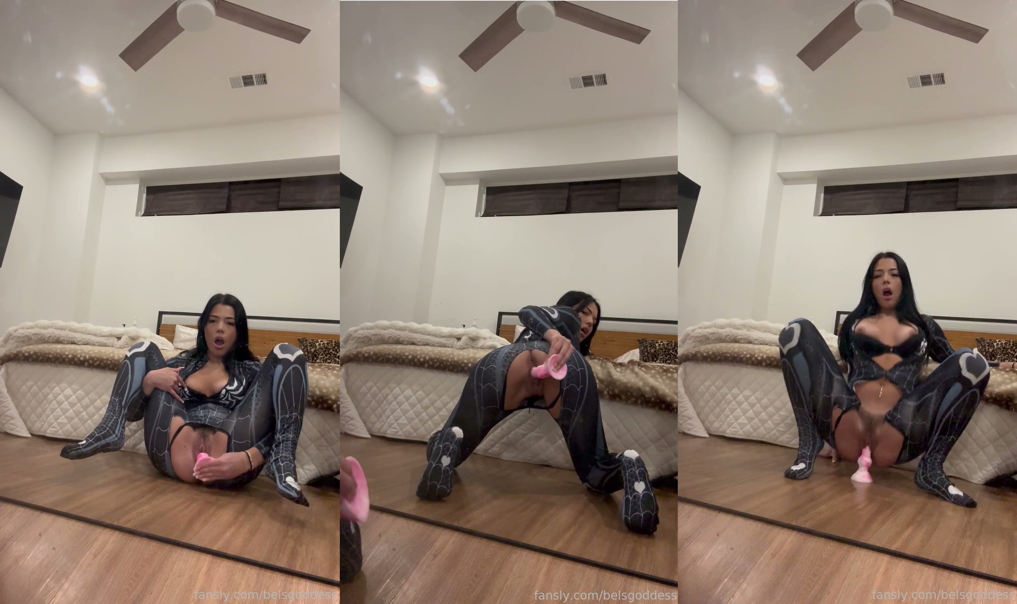 Belsgoddess' Spidey Suit Dildo Masturbation