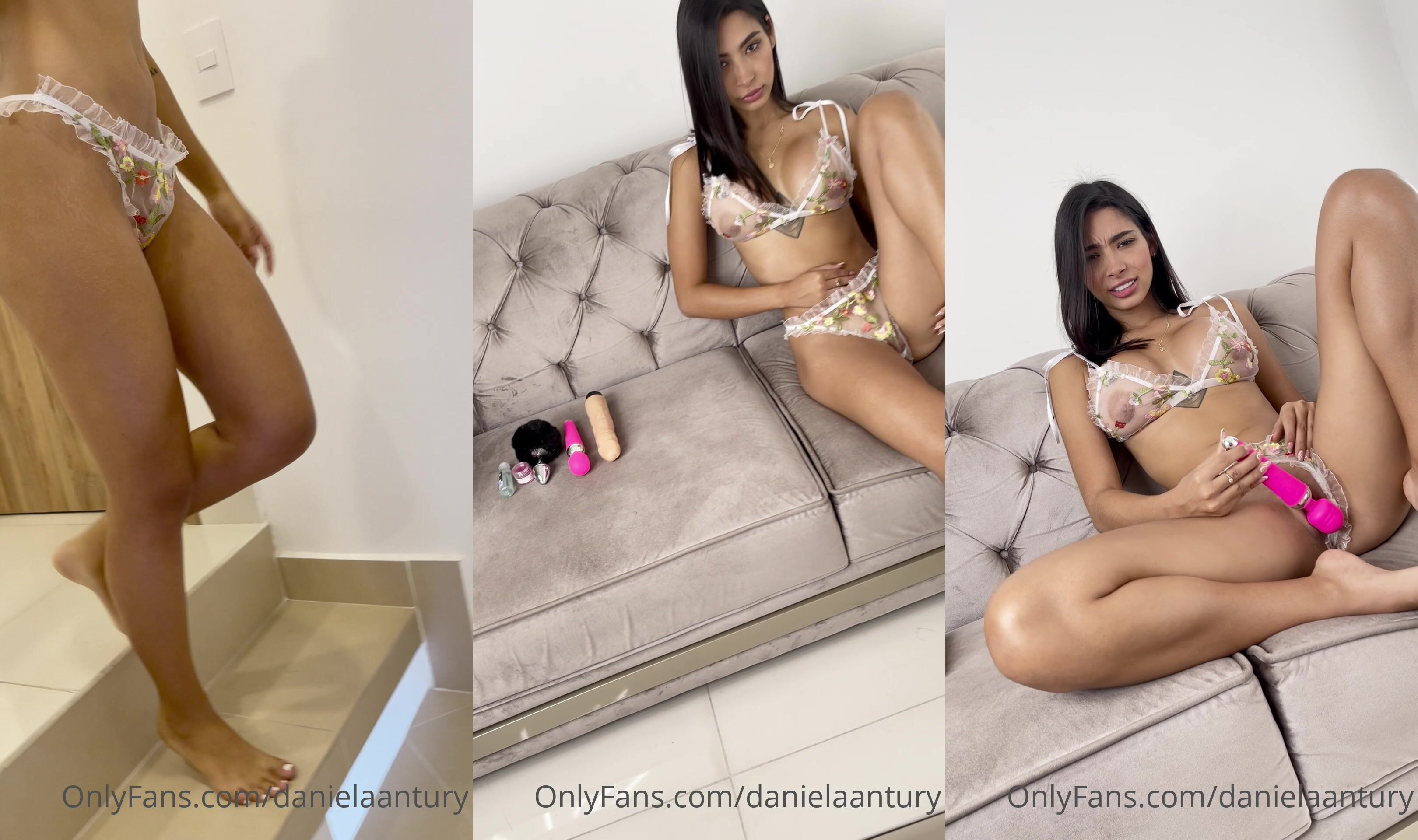 Daniela Antury Vibrates Her Pussy On The Couch