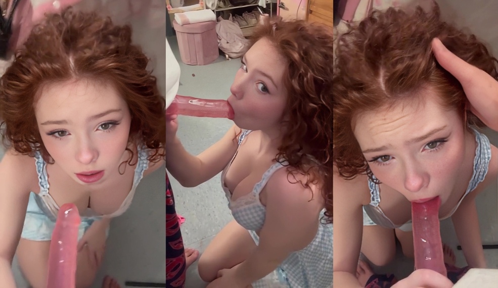 Redhead Livia Paige Gagging On A Toy Dildo