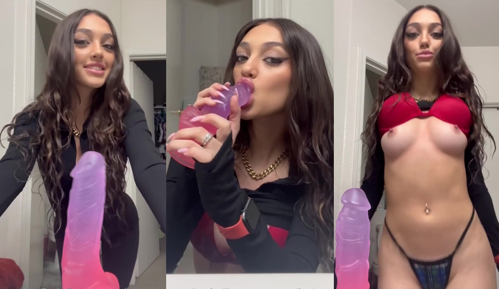 Senya Marin Strokes & Sucks A Dildo In The Bathroom