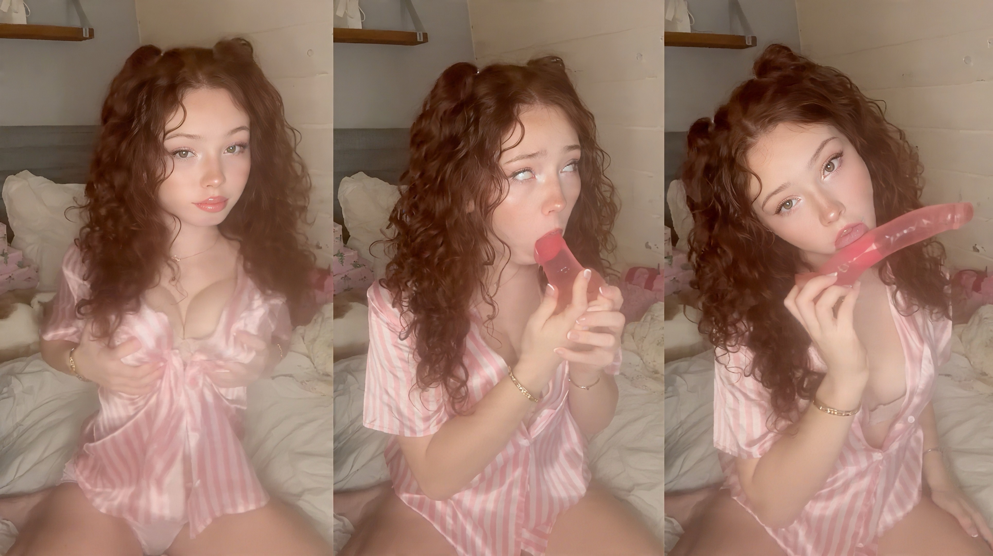 Redhead Livia Paige Sucks Long Dildo