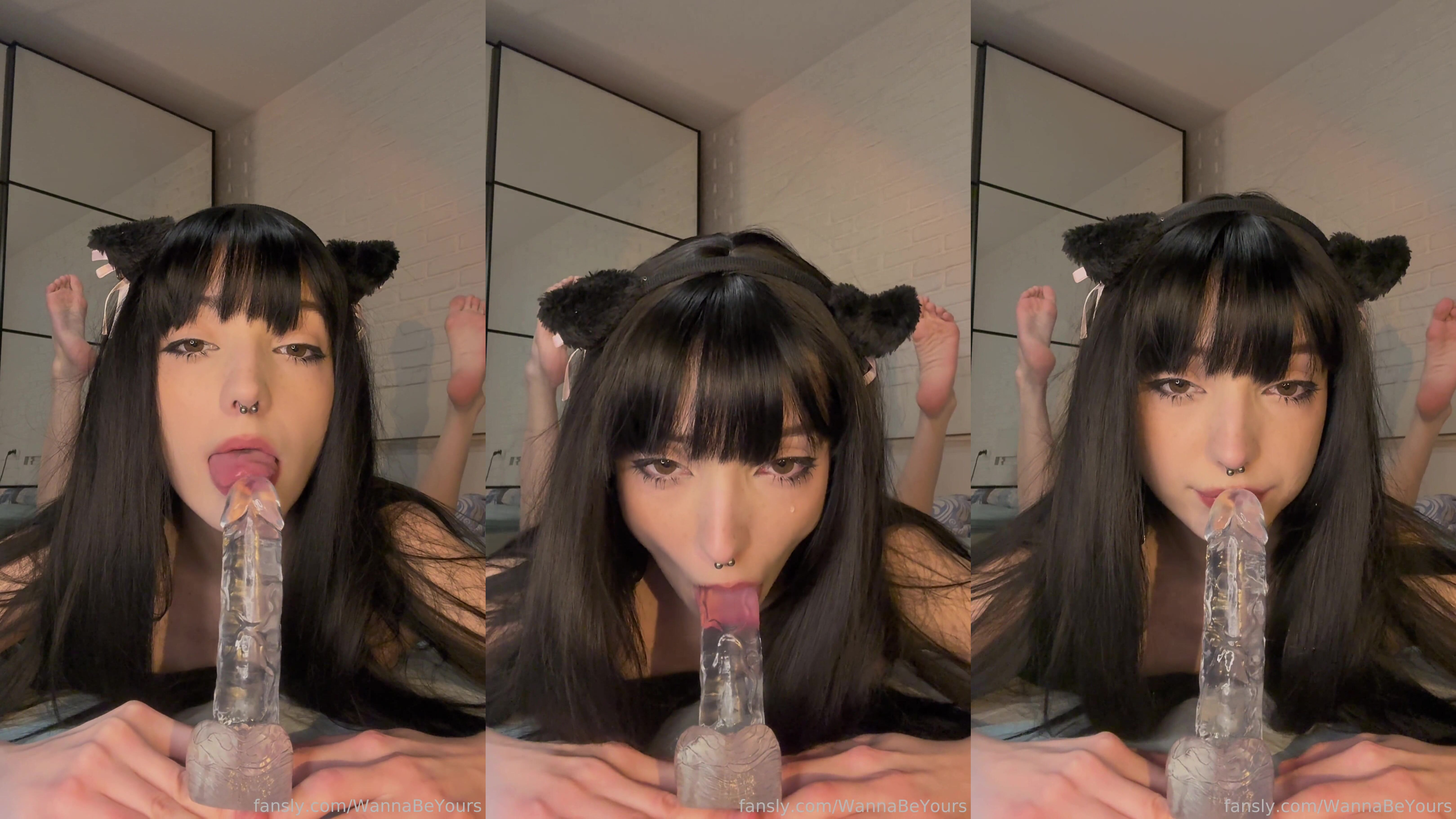 Wannabeyours Gives A Sensual Blowjob To Her Dildo